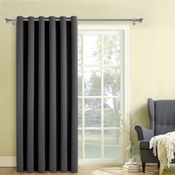 Oxford Homeware Plain Grey 230Gsm Blackout Curtain Thermal Insulated Eyelet For Living Room Curtain Pair (W)168Cm X (L)213Cm - thumbnail 1