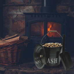 12L Black Metal Ash Bucket With Wooden Handle & Lid Handle - Coal Storage, Log Holder & Fireplace Bin (Ash Bucket Only) - thumbnail 7