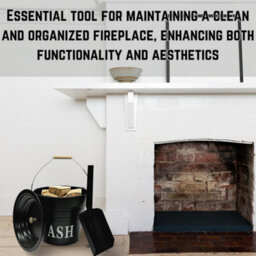12L Black Metal Ash Bucket With Wooden Handle & Lid Handle - Coal Storage, Log Holder & Fireplace Bin (Ash Bucket Only) - thumbnail 2