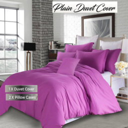 Ameha Plain 3-Piece Duvet Purple Quilt Cover Breathable Microfiber Reversible Double Set With Pillowcase 200 X 200 Cm - thumbnail 1