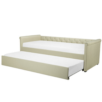 Beliani Trundle Bed Fabric Libourne 80 X 200 Cm (Eu Small Single) Beige - image 1