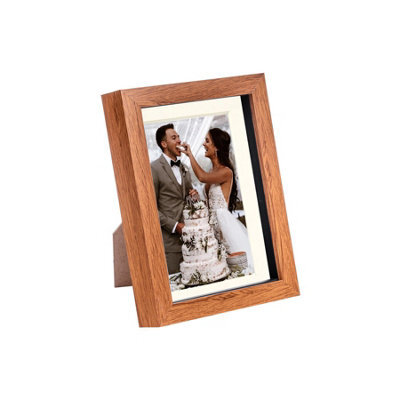 "Nicola Spring 5 X 7"" Photo Frame - Dark Wood/ivory Mount - 3D Photo Frame Picture Frame Box Portrait Display Case (20 X 15Cm)" - image 1