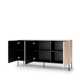 Arte Flow 3 Sideboard Cabinet 167Cm - Oak Vincenza & Black Modern Storage With Ambient Led Lighting - thumbnail 2