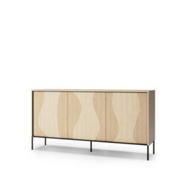 Arte Flow 3 Sideboard Cabinet 167Cm - Oak Vincenza & Black Modern Storage With Ambient Led Lighting - thumbnail 1