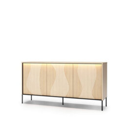 Arte Flow 3 Sideboard Cabinet 167Cm - Oak Vincenza & Black Modern Storage With Ambient Led Lighting - thumbnail 4