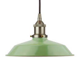 Mint Green Small Trinity Metal Painted Dome Pendant Light With Brushed Chrome Lamp Holder And Black Round Cable - Se Home