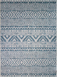 Loomed Blue Aztec Tribal Flatweave Indoor Outdoor Rug 80X150Cm - thumbnail 3