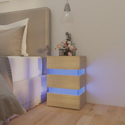 Berkfield Led Bedside Cabinet Sonoma Oak 45X35X67 Cm Engineered Wood - image 1