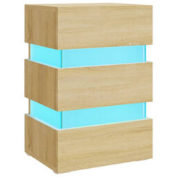Berkfield Led Bedside Cabinet Sonoma Oak 45X35X67 Cm Engineered Wood - thumbnail 2