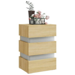 Berkfield Led Bedside Cabinet Sonoma Oak 45X35X67 Cm Engineered Wood - thumbnail 3