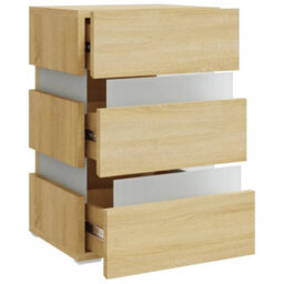 Berkfield Led Bedside Cabinet Sonoma Oak 45X35X67 Cm Engineered Wood - thumbnail 4