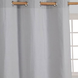 Homescapes Plain Off Grey Cotton Eyelet Curtains 137 X 182 Cm - thumbnail 2