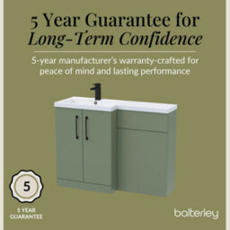 Balterley Left-Hand Bathroom Vanity And Wc Unit Combination With Basin - 1100mm - Satin Green With Black Handles - thumbnail 6