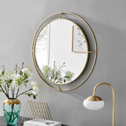 Furniturebox Evie Small 66Cm Gold Metal Frame Maritime Porthole Round Hallway Bedroom Dining And Living Room Wall Mirror - thumbnail 1