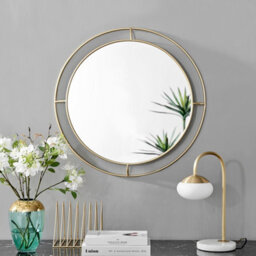 Furniturebox Evie Small 66Cm Gold Metal Frame Maritime Porthole Round Hallway Bedroom Dining And Living Room Wall Mirror - thumbnail 2