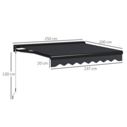 Outsunny 2.5 X 2M Electric Awning With Led Light, Sun Canopies For Patio - thumbnail 3