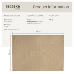 Tectake Jute Rug In Boho Style, Durable And Easy-Care, Suitable For Indoor And Outdoor Use 120 X 170 Cm - Brown - thumbnail 6