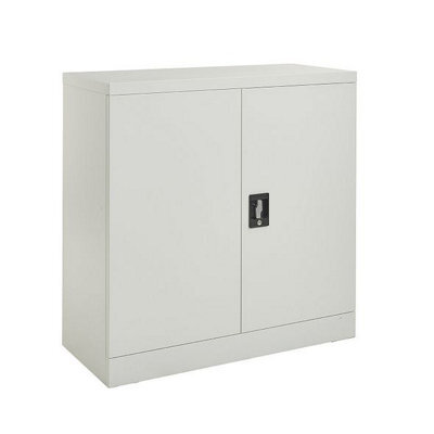 MMT Funiture Designs Metal Storage Cabinet 90Cm Grey Steel Filing Cabinet 2 Door Lockable - Office Storage Cupboard Garage, Tools, Utility Room - image 1