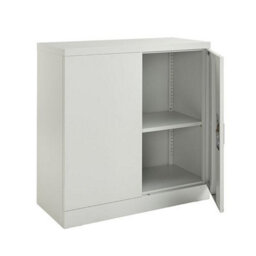 MMT Funiture Designs Metal Storage Cabinet 90Cm Grey Steel Filing Cabinet 2 Door Lockable - Office Storage Cupboard Garage, Tools, Utility Room - thumbnail 2