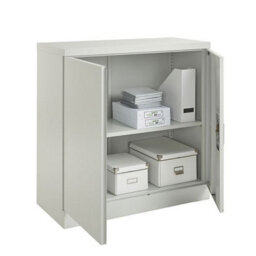 MMT Funiture Designs Metal Storage Cabinet 90Cm Grey Steel Filing Cabinet 2 Door Lockable - Office Storage Cupboard Garage, Tools, Utility Room - thumbnail 3