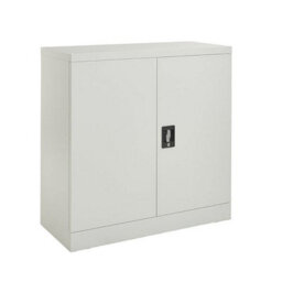 MMT Funiture Designs Metal Storage Cabinet 90Cm Grey Steel Filing Cabinet 2 Door Lockable - Office Storage Cupboard Garage, Tools, Utility Room