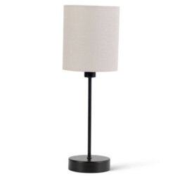 Lighting Supermarket Stockholm Black Cup Stick Table Lamp With Grey Cylinder Shade - thumbnail 1
