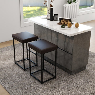 Costway Set Of 2 Bar Stools Dining Counter Height Chair Modern Upholstered Pub Stools