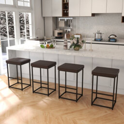 Costway Set Of 2 Bar Stools Dining Counter Height Chair Modern Upholstered Pub Stools - thumbnail 4
