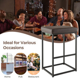 Costway Set Of 2 Bar Stools Dining Counter Height Chair Modern Upholstered Pub Stools - thumbnail 7