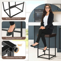Costway Set Of 2 Bar Stools Dining Counter Height Chair Modern Upholstered Pub Stools - thumbnail 6
