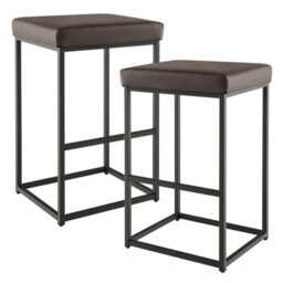 Costway Set Of 2 Bar Stools Dining Counter Height Chair Modern Upholstered Pub Stools - thumbnail 2