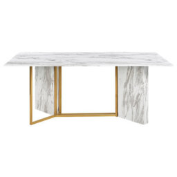 Beliani Dining Table Calcio White Marble 200 Cm 100 Cm - thumbnail 4