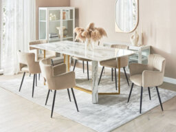 Beliani Dining Table Calcio White Marble 200 Cm 100 Cm - thumbnail 2
