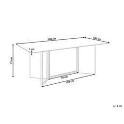 Beliani Dining Table Calcio White Marble 200 Cm 100 Cm - thumbnail 3