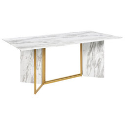 Beliani Dining Table Calcio White Marble 200 Cm 100 Cm - thumbnail 1