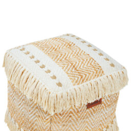 Wyld And Coco Bohonest Square Pouffe Beige Jute And Cotton 40 X 40 X 40 Cm With Tassels - thumbnail 3