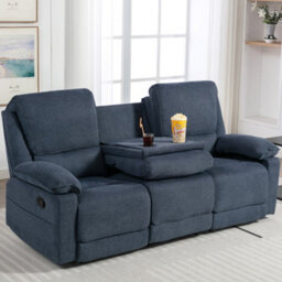 More4Homes Sydney 3 Seater Fabric Manual Recliner Sofa Blue