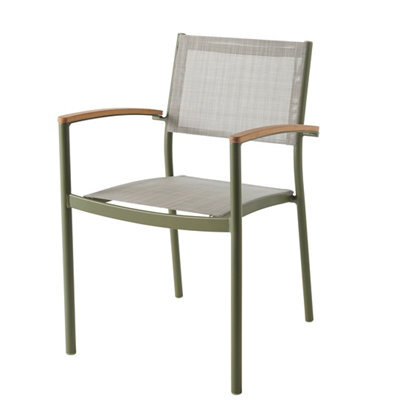 GoodHome Akoa Kaki Green Wooden Armchair