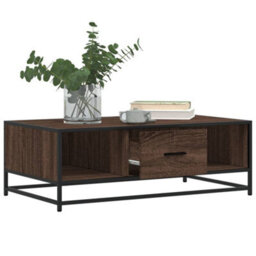 Walplus Coffee Table Brown Oak 100X57X35 Cm Engineered Wood And Metal - thumbnail 4