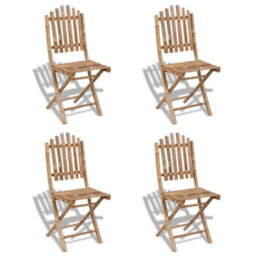 Berkfield Foldable Outdoor Chairs Bamboo 4 Pcs