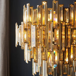 Luminosa Lighting Luminosa Viviana Pendant Ceiling Light Gold Effect Plate, Champagne Crystal, 15X E14 - thumbnail 5