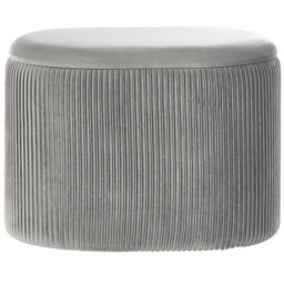 Beliani Light Grey Glamour Pouffe With Storage, Oval Velvet Pouffe W55 X D35 X H41Cm - thumbnail 1