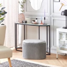 Beliani Light Grey Glamour Pouffe With Storage, Oval Velvet Pouffe W55 X D35 X H41Cm - thumbnail 2