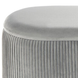 Beliani Light Grey Glamour Pouffe With Storage, Oval Velvet Pouffe W55 X D35 X H41Cm - thumbnail 6