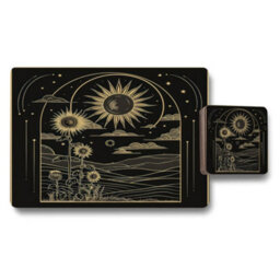 Benjamin Tate Design Celestial Sunflower Gold Foil Placemat And Coaster Set 12 Piece Limited Edition Exclusive - thumbnail 1