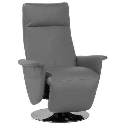Beliani Recliner Chair Prime With Footrest Faux Leather Grey - image 1