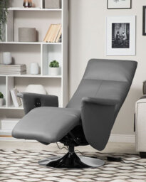 Beliani Recliner Chair Prime With Footrest Faux Leather Grey - thumbnail 2