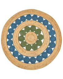 Beliani Rug Hovit Green Blue 140 Cm Jute - thumbnail 4