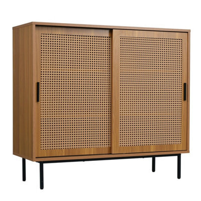Sideboard Rattan Sliding Barn Doors Storage Cupboard Kitchen - image 1