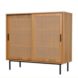 Sideboard Rattan Sliding Barn Doors Storage Cupboard Kitchen - thumbnail 5